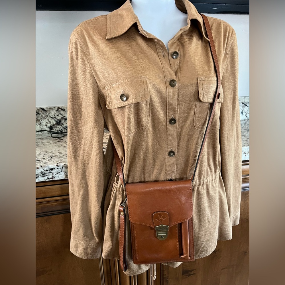 PATRICIA NASH Italian Locking Leather Crossbody Bag Purse with Key